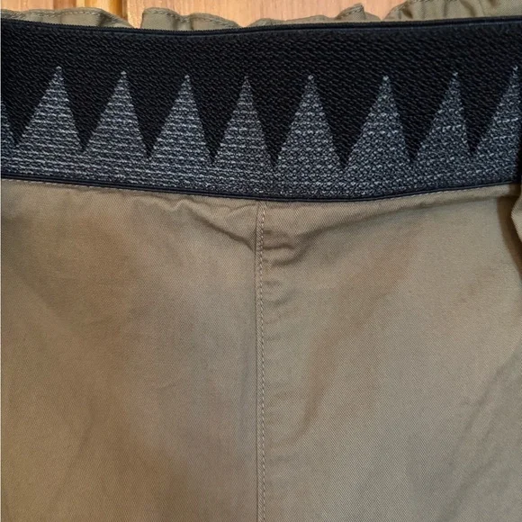 Kapital Tan Pull-on Cropped Pleated Pant with Velcro Closure, easy beach go pant - Picture 5 of 6